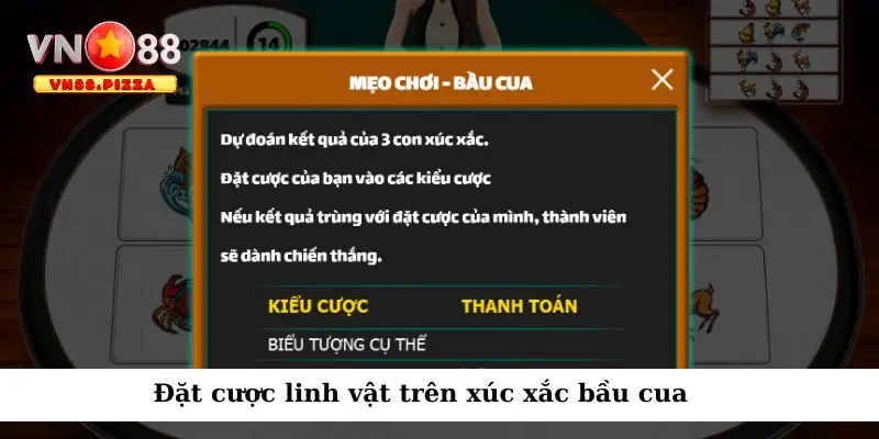 Chọn linh vật đặt cược để có cơ hội nhận thưởng